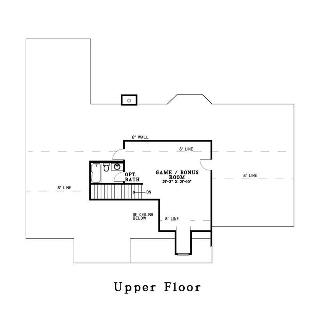 Floor Plan Second Story of Southern Plan #153-1235